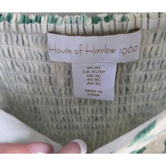 House of Harlow 1960 Linen Blend Peasant Milkmaid Dress XS Cottage French Girl - Picture 7 of 14